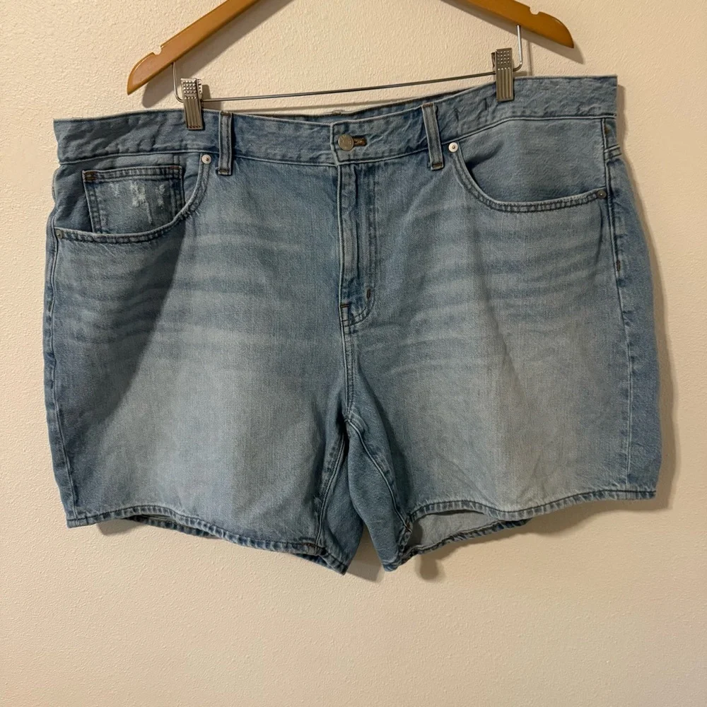 Madewell Baggy Jean Shorts Bessmund Wash Blue No Stretch Denim Zip Fly-20W